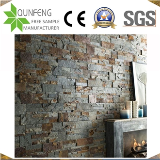 China Stacked Stone Cladding Rusty Slate Wall Panel