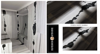 Black And White Marble Panda White  Tiles