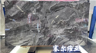 Silver Breccia Marble Slabs Bedrock Grey