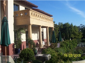 Beige Cantera Stone Balcony Railing