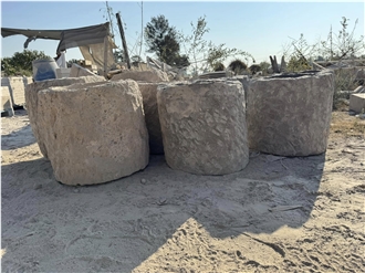Cantera Stone Rustic Water Through Exterior Fountain