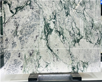 Cyan Flower White Marble Wall Tile Floor Tile