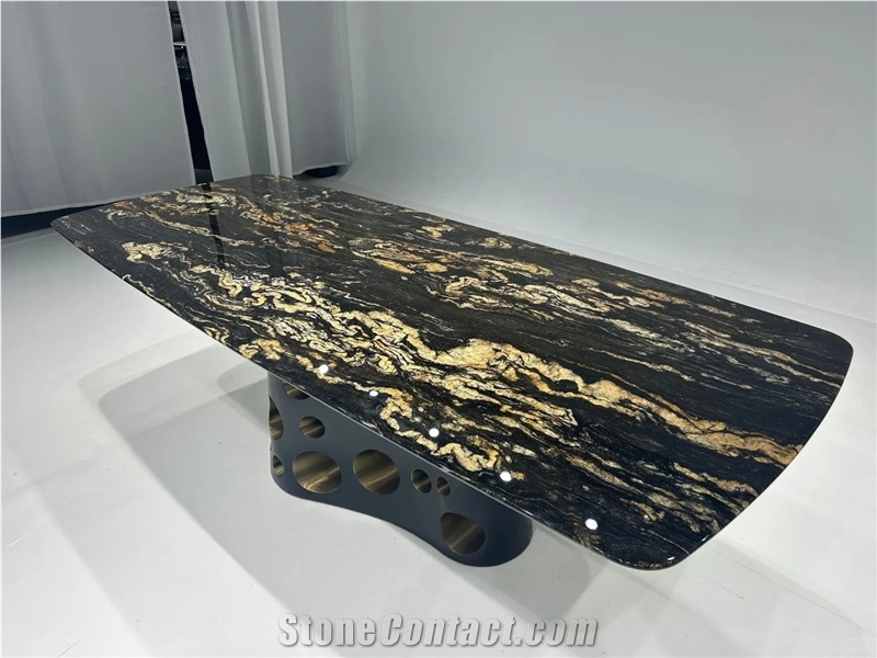 OEM ODM Saturnia Gold Granite Dining Table For Custome from China