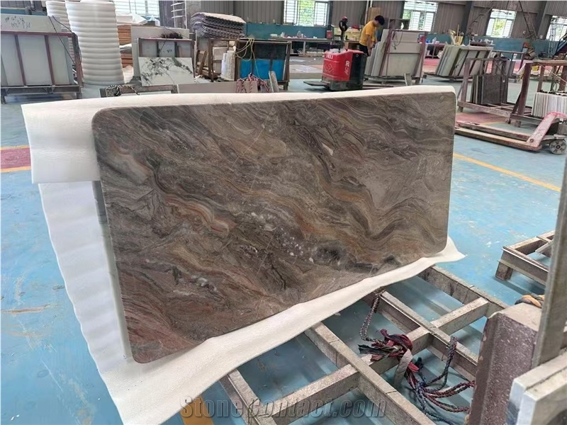 5-Axis Cut Marble Arabescato Orobico Grigio Dining Table Top