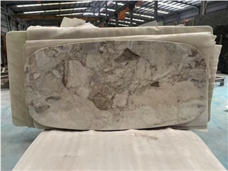 5-Axis Cut Marble Arabescato Orobico Grigio Dining Table Top
