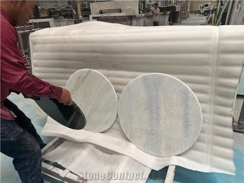 5-Axis Cut Marble Arabescato Orobico Grigio Dining Table Top