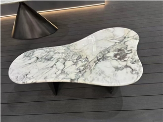 5-Axis Cut Marble Arabescato Orobico Grigio Dining Table Top