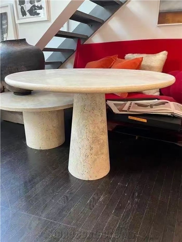 Solid Classic Light Travertine Table