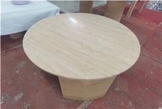 Solid Classic Light Travertine Table