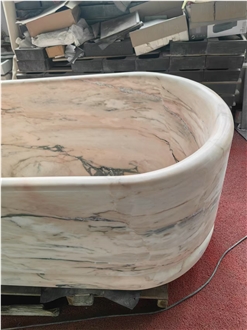 Solid Pink Marble Rosa Portugal Freestanding Bathtub For SPA