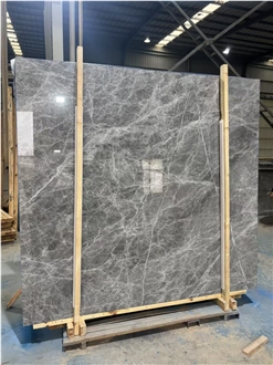 Hermes Grey Natural Slab Tiles Elegant Gray Veins Design