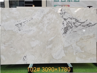 Natural Dover White Marble Slabs Warm Tone Home Decoration