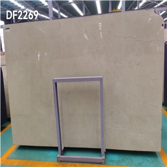 Polished Crema Marfil Spain Slab Tiles Commercial Decor