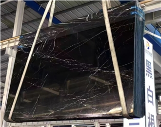 Polished Nero Marquina Slab Tiles For Wall Cladding