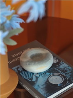 Blue Donut Shaped Onyx Stone Tray Home Decor Products