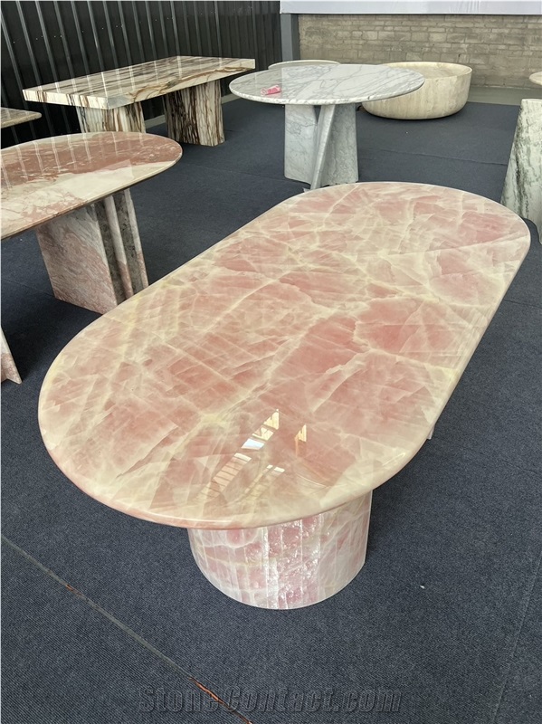 Elegant Crystal Pink Onyx Oval Dining Table Top from China ...