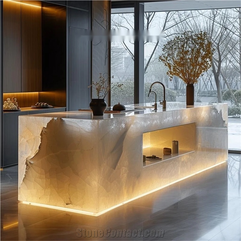 Luxury Natural Backlit Translucent Onyx Countertop