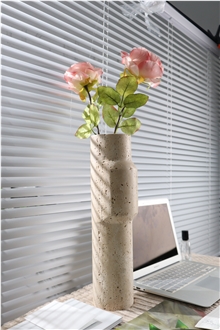 Natural Beige Travertine Home Decorative Vase