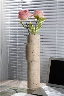 Natural Beige Travertine Home Decorative Vase