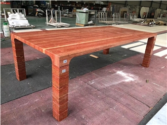 Natural Red Travertine Restaurant Table Tops