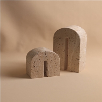 Natural Travertine Bookend For Desk Decoration