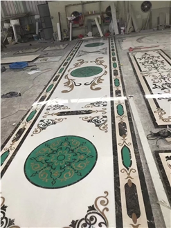 Arabic Majlis Lobby Flooring Marble Waterjet Medallions