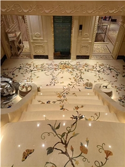 Classic Water Jet Marble Floor Medallions Customized Design