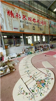 Hotel Floor Waterjet, Marble Stone Medallion