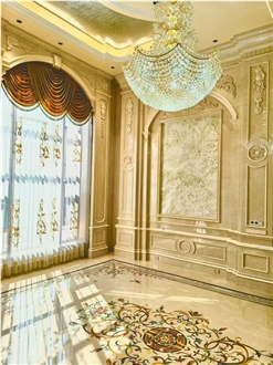 Luxury Marble Waterjet Pattern Medallions For Hotel Villa