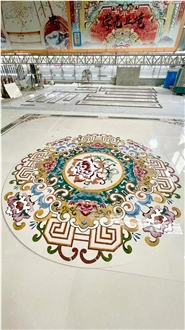 Natural Marble Luxury Hotel Lobby Waterjet Medallions