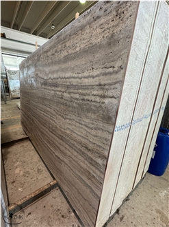 Titanium Silver Travertine Slabs