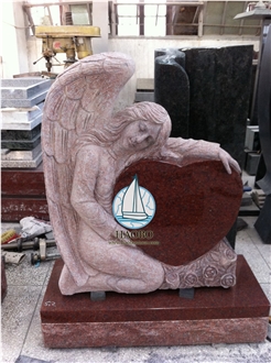 Angel Heart Indian Red Granite Headstones