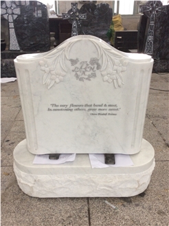 China White Marble Monument, Serp Top Headstones