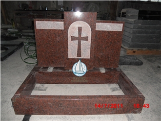 Cross Headstone Indian Red Granite