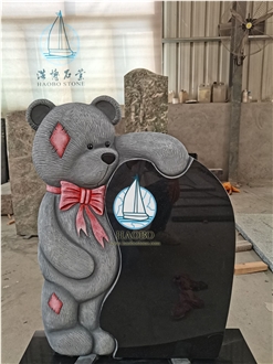 Jet Black Bear Memorials Headstone