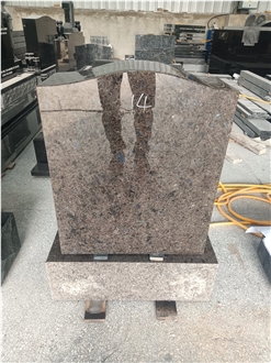 Labrador Antique Brown Granite Upright Serp Top Headstone