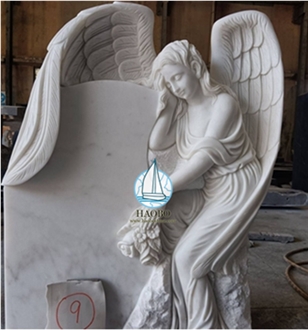 Standing Angel Headstones Hunan White Marble Monument