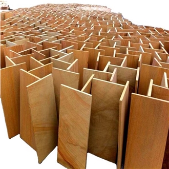 Hot Selling Yellow Wall Cladding Stone Teak Sandstone Tiles