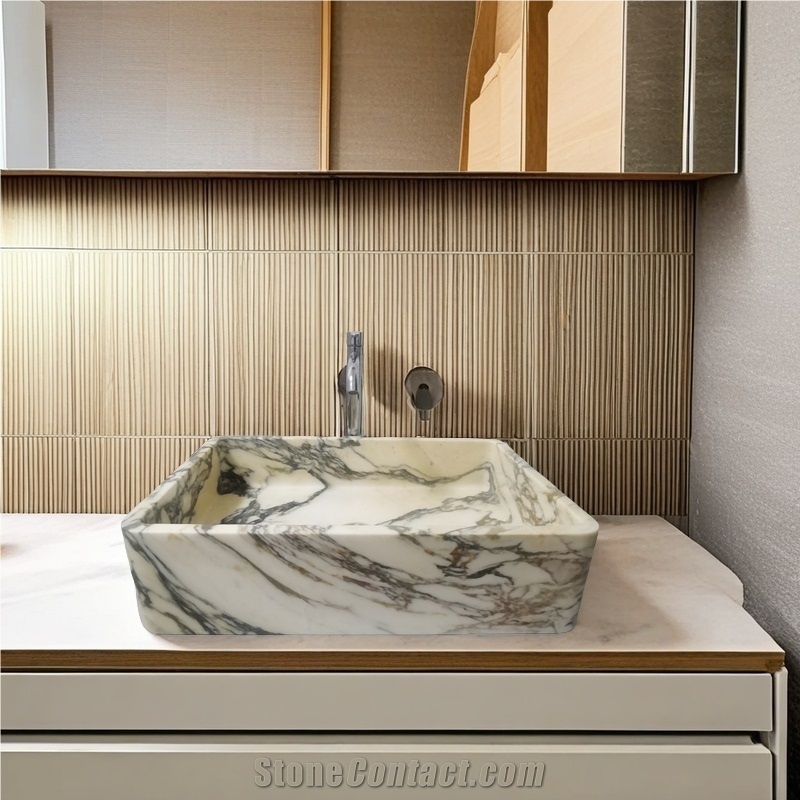 Calacatta Violet Marble Vessel Sink Full Polished