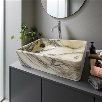 Calacatta Violet Marble Vessel Sink Full Polished