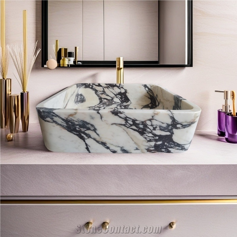 Calacatta Violet Marble Vessel Sink Full Polished