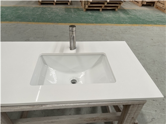 Pure White Quartz Stone Vanity Tops Bathroom Tops