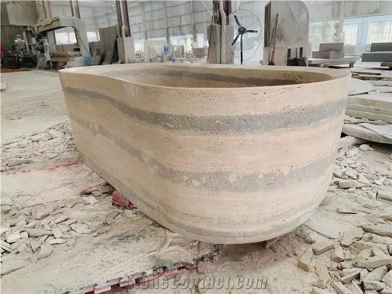 Solid Artificial Stone Terrazzo Freestanding Bathtub