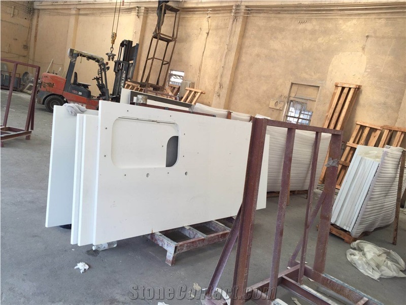Pure White Quartz Countertops Artificial Stone Countertop