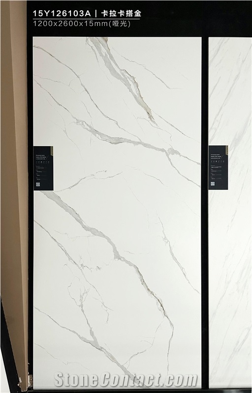China Calacatta White Matt 1.2X2.6M 15Mm Porcelain Slabs
