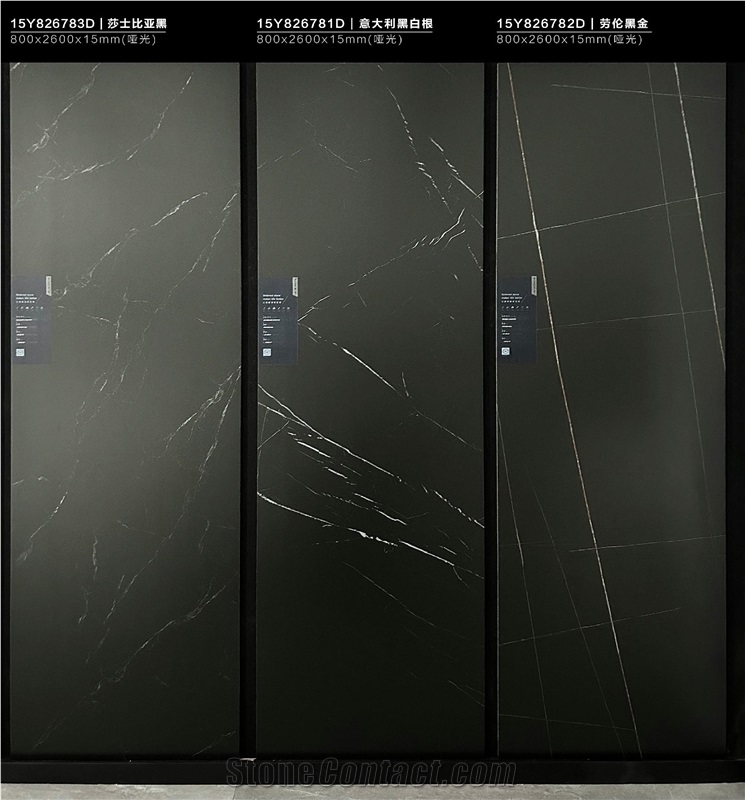 China Nero Portoro Black Matt 15Mm Porcelain Slabs