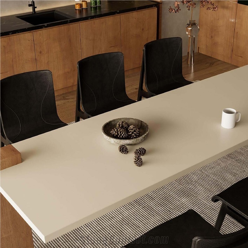 China Pure Beige Porcelain Matt 15Mm Kitchen Tops