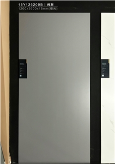 Chinese Pure Grey Matt 1.2X2.6M 15Mm Porcelain Tiles