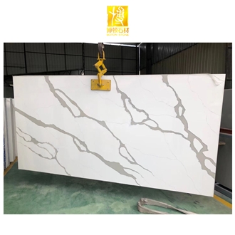 Artificial Stone Production Calacatta White Quartz Slabs
