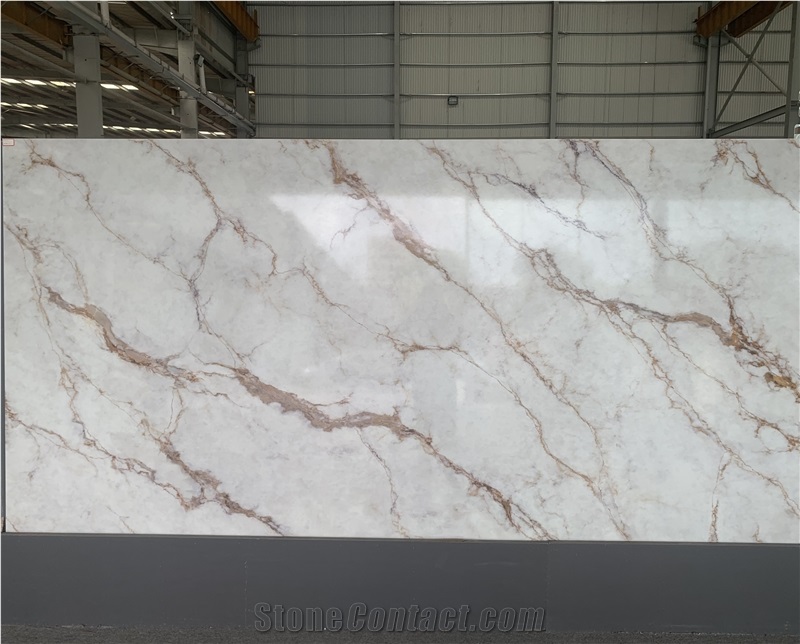 Kungfu Stone Supply Printed Calacatta Brown Quartz Slabs